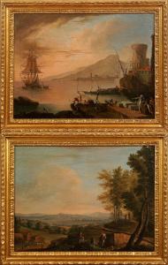 Paesaggi, coppia di dipinti, scuola Piemontese secolo XVIII